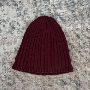 H&M Burgundy Ribbed Knit Beanie